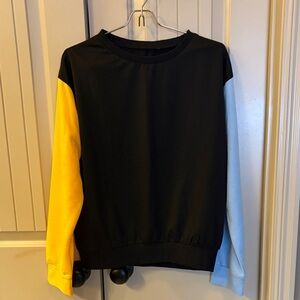 Colorblock Sweatshirt - Black, Yellow, and Blue
